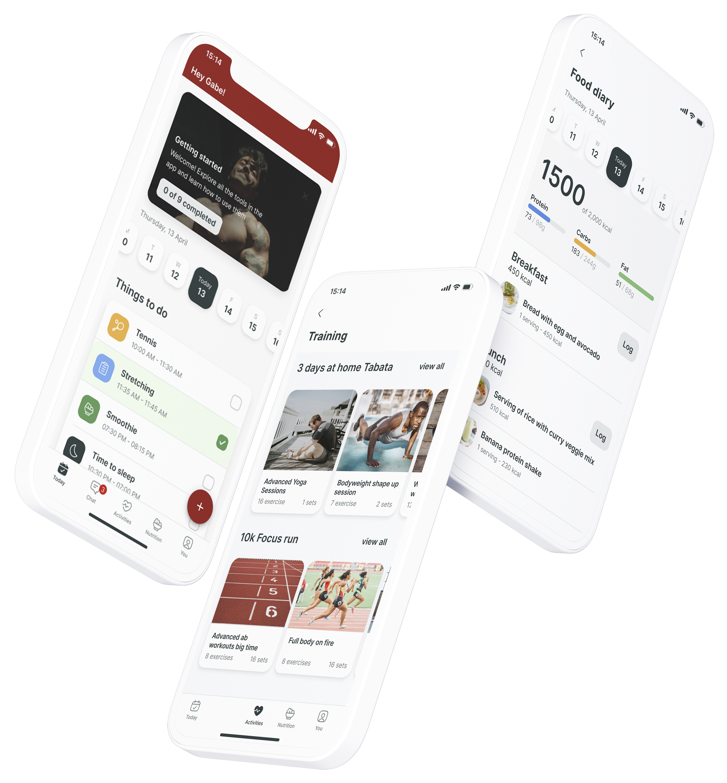 A mockup of the coaching app showcasing the features.